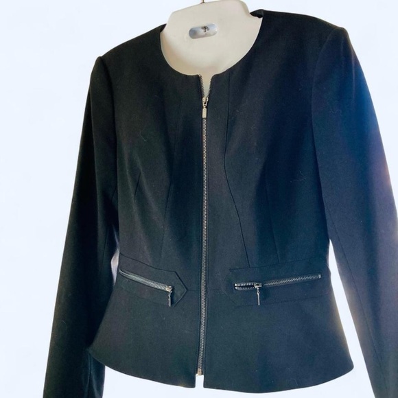 Calvin Klein Black Women's Blazer with detail zipper front and pockets 2 - Picture 2 of 6